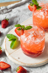 Homemade Boozy Strawberry Mint Smash Cocktail