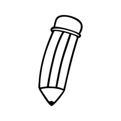 Doodle illustration of an ordinary pencil with an eraser. Vector illustration isolated on a white background.