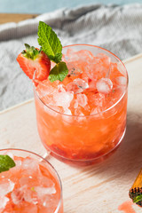 Homemade Boozy Strawberry Mint Smash Cocktail