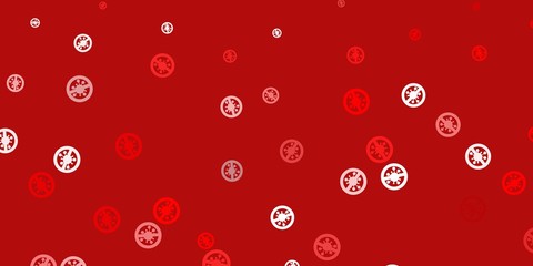 Light red vector backdrop with virus symbols.