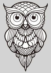 Owl mandala. Illustration for relaxing and meditation