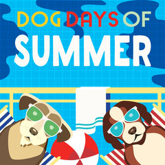 Fototapeta premium Dog days of summer comic cartoon vector poster