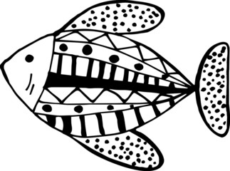 black a nd white vector illustration of a fish