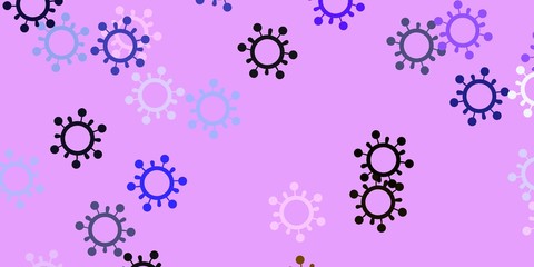 Light pink, green vector pattern with coronavirus elements.