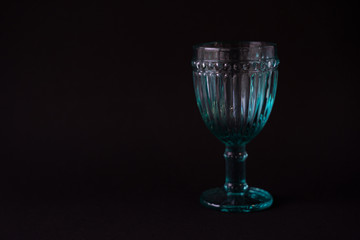 glass of water on black background