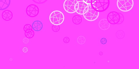 Light Purple, Pink vector background with occult symbols.