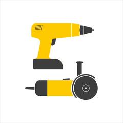 Power tool vector images - angle grinder and cordless drill