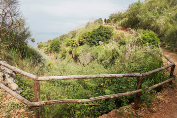 Fototapeta na wymiar Trekking path in Nature Reserve Zingaro, Sicily, Italy