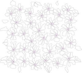Transparent abstract flowers seamless pattern with lilac centers