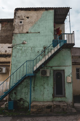 Fototapeta premium Old city with soviet streets and old houses and windows