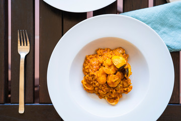 Delicious dish of typical sweet rice on a restaurant