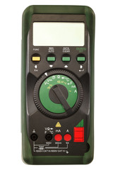 Electrical tester with wires on white background