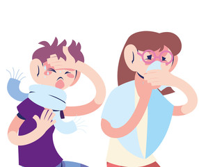 couple young with virus symptoms