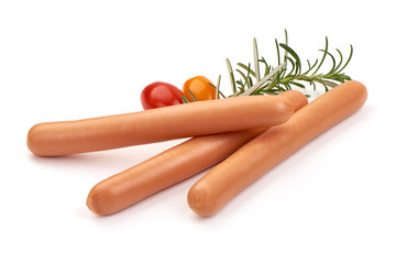 Boiled pork sausages, isolated on white background
