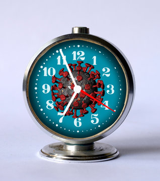 Mechanical watch, the dial, the model of coronavirus.