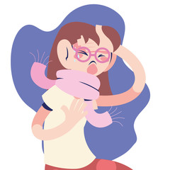 sick woman with pandemic virus