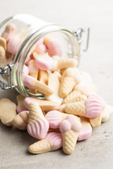 Jelly candy shape ice cream. Gummy bonbons.