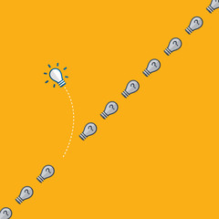 Fototapeta premium Think differently - Being different, taking risky, move for success in life -The graphic of light bulb also represents the concept of courage, enterprise, confidence, belief, fearless, daring. Vector.