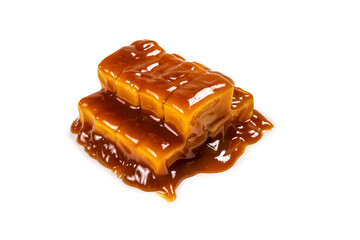Tasty caramel candy isolated on white background.