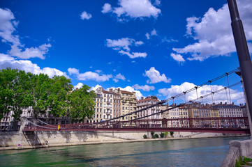 Lyon, France and the architecture along the Saone River.