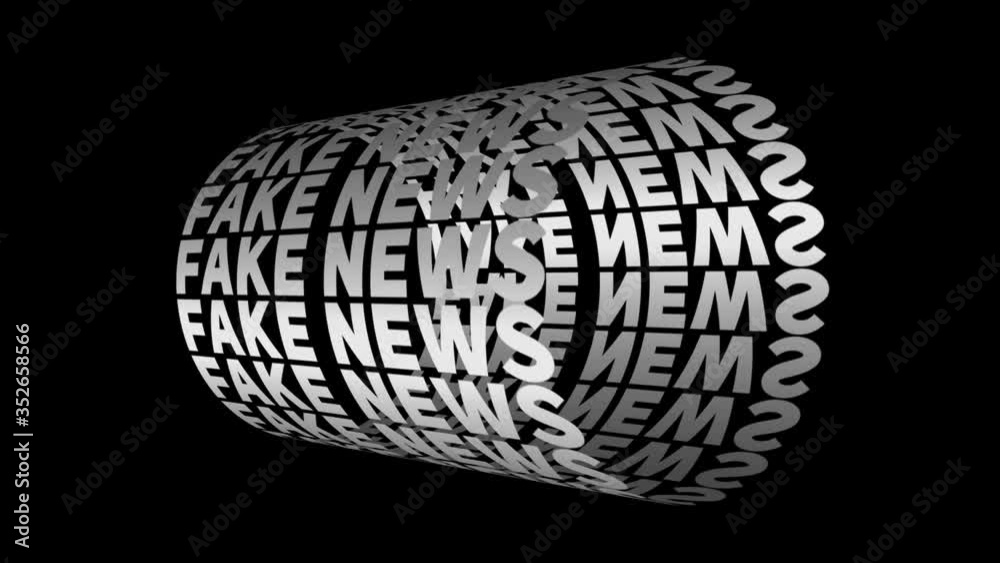 Aufkleber Fake News - Creative text rotates into compositions for insertion into an informative program. Background with text fake news. Moving design