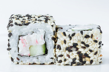 Fresh japanese sushi rolls isolated
