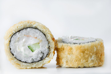 Fresh japanese sushi rolls isolated