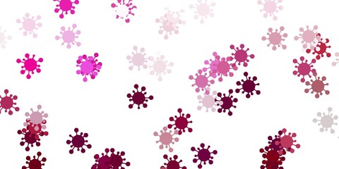 Light pink vector backdrop with virus symbols.
