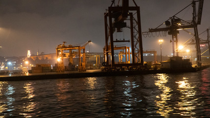 night view of the port of  istanbul