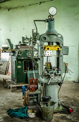 old molding machine in ironworks factory