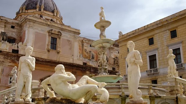 The Praetorian Fountain or Fontana Pretoria in Palermo, Sicily, Italy