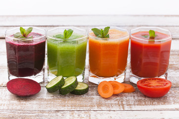carrots, cucumbers, beets, tomatoes and their juices