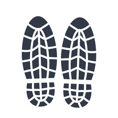 Walking footprints and steps of human shoes and feet black icon on white like elements for design, stock vector illustration