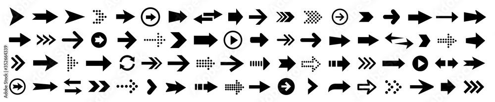 Poster arrows set. arrow icon collection. set different arrows or web design. arrow flat style isolated on 