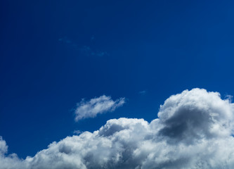 Naklejka na ściany i meble Blue sky with rayny clouds high angle view