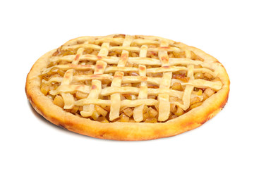 Tasty apple pie isolated on white background. Homemade food