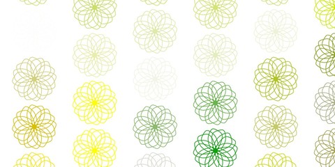 Light green, yellow vector doodle background with flowers.