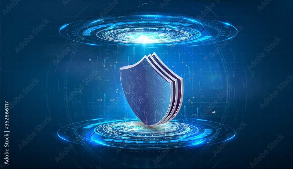 Leinwandbilder digital protection mechanism, system privacy. data secure. futuristic circle vector hud, gui interfa