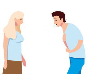 Fototapeta premium Man and woman feeling sick vector design