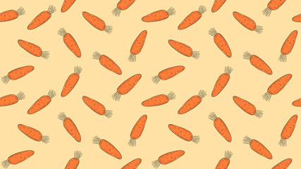 cute hand draw outline with orange color contrasted carrot seamless pattern. retro vintage style.