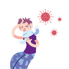 young man with coronavirus symptoms