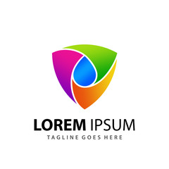 Awesome Gradient Shield Eco Drops Logo Designs Template Premium