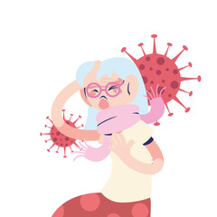 old woman with symptoms of coronavirus