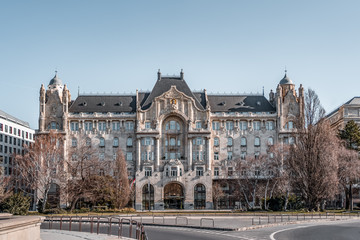 Fototapeta na wymiar Art Nouveau style Gresham Palace facade in Budapest Hungary