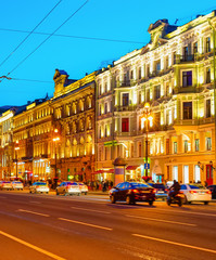Naklejka premium Nevsky night cityscape, Saint Petersburg