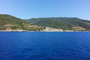 Fototapeta premium Landscape of Mount Athos at the Holy Mountain, Greece