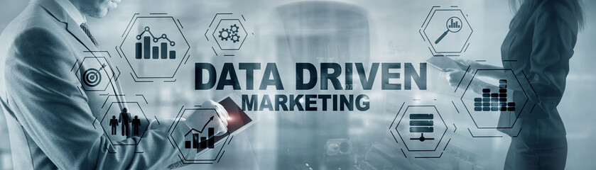 Data driven marketing concept on abstrack toned image.