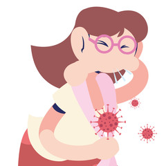 sick woman with pandemic virus