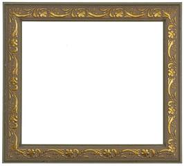 Golden photo frame highlighted on a white background