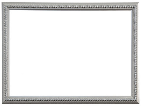 Silver photo frame highlighted on a white background